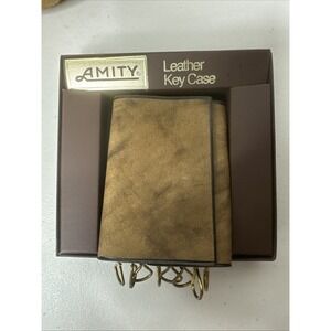 Vintage Men's Amity Tri Fold Key Holder Brown Cowhide Leather +NEW Box